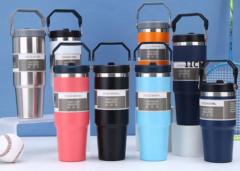 TI-1081A Car Straw Thermos with Handle — view 2