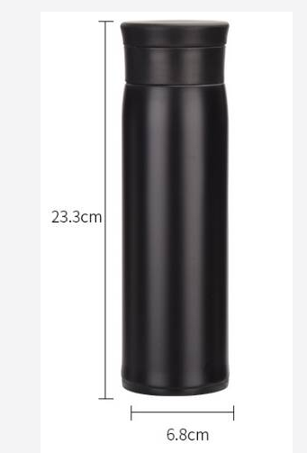 Insulated bottle dimensions example — 23.3 cm tall, 6.8 cm diameter