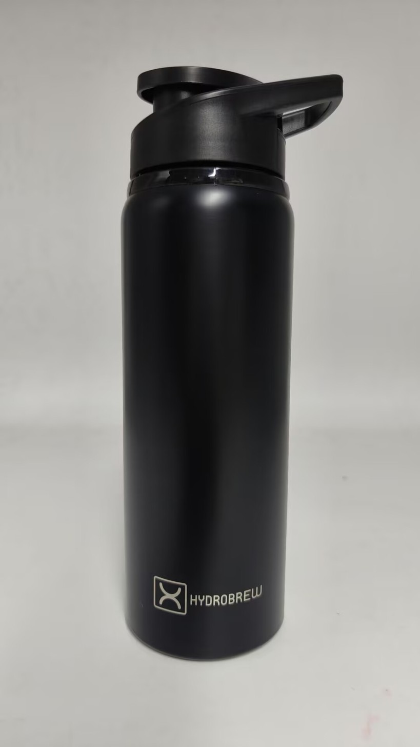 Laser on a black bottle - the finished piece — Jupeng Drinkware