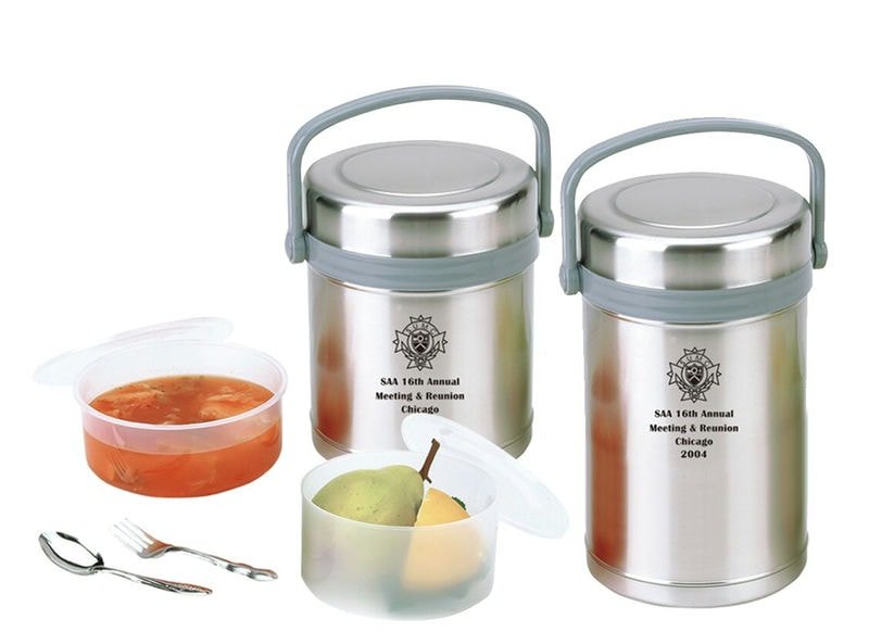 TM-1007 vacuum lunch boxes laser-marked for an association annual meeting in Chicago